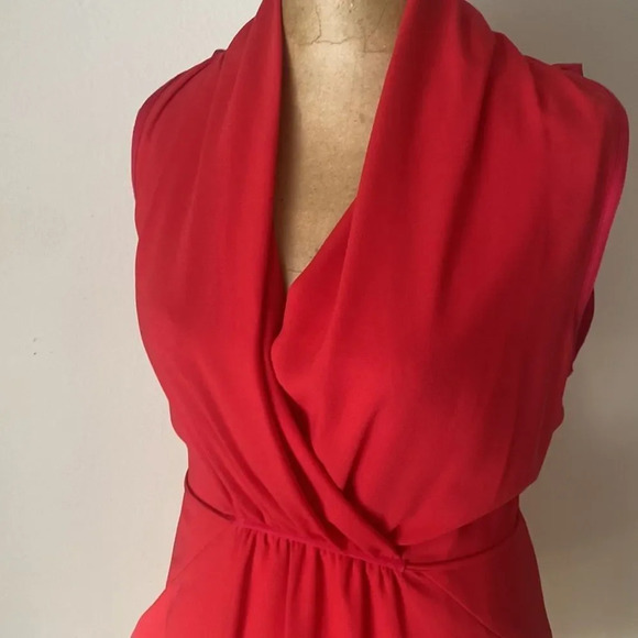 WILFRED red short dress sz S tie at waist lined pockets excellent condition - Picture 6 of 8